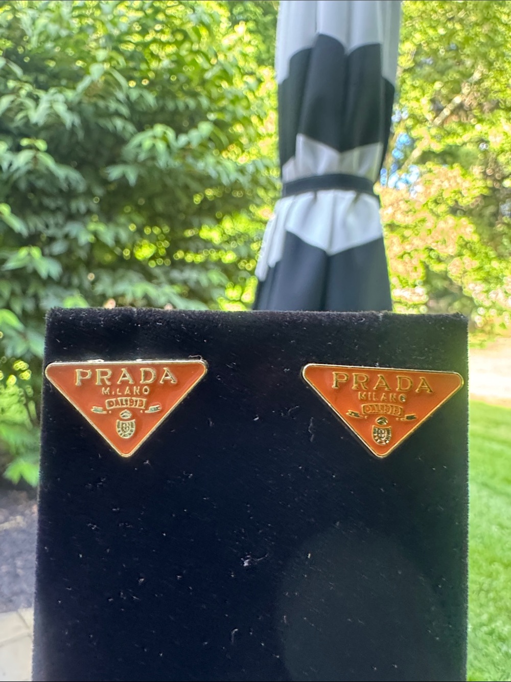 Earrings  Orange Triangle Logo Enamel Stud Earrings